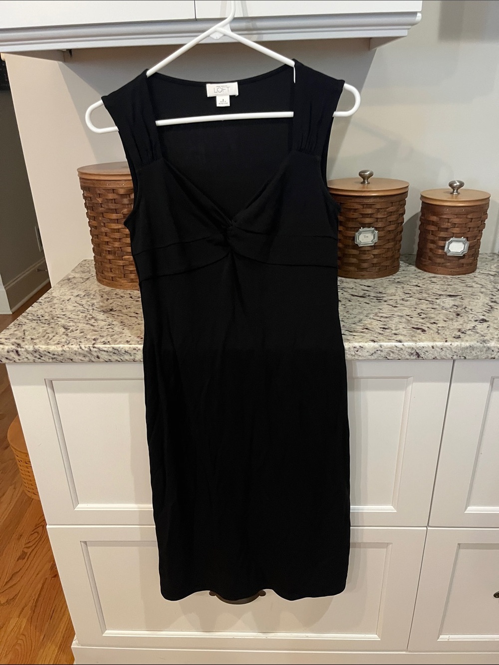 LOFT Black Sleeveless Twist-Front  Dress